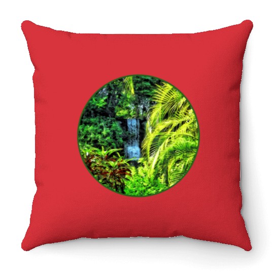 Bahamas - Tropical Waterfall Throw Pillows