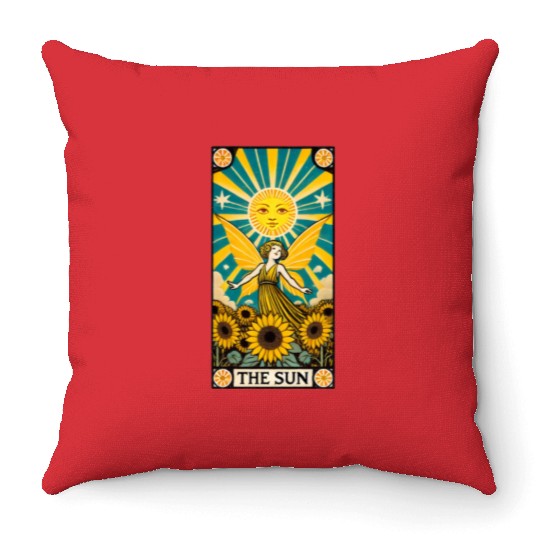 Sun Fairy Tarot Card Design Throw Pillows