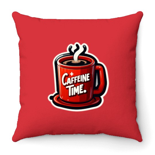 Caffeine Time Bold Graphic Throw Pillows