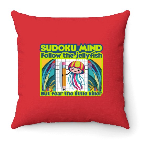 Sudoku Mind – 9x9 Number Puzzle Lover Jellyfish Throw Pillows