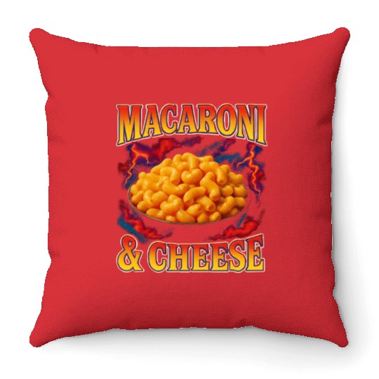 Macaroni And Cheese Favorite Food Weird 90s Throw Pillows
