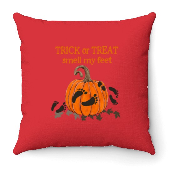 Pumpkin Footprints Throw Pillows