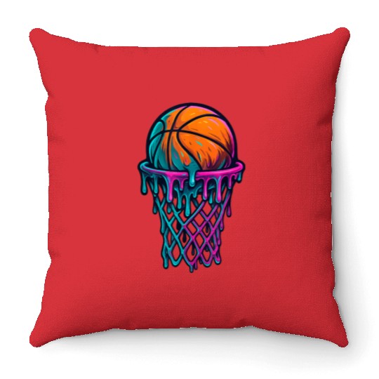 Colorful Splash Basketball Ice Cream Design Throw Pillows