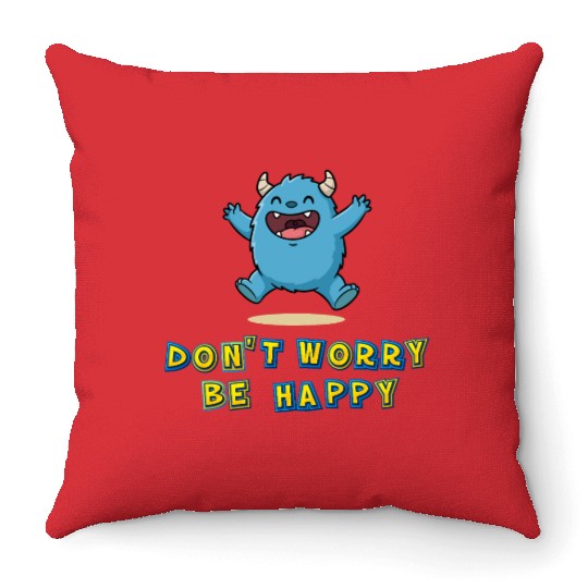 Playful Monster with Positive Message Throw Pillows