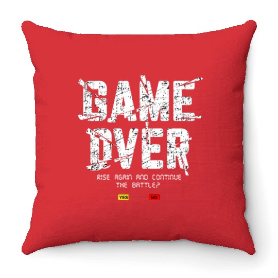 Game Over Rise Continue Banner Throw Pillows