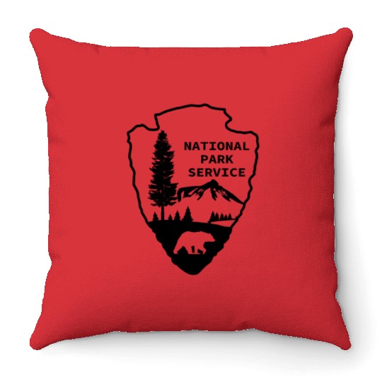 Bear National Park Service Color Logo wildlife Throw Pillows