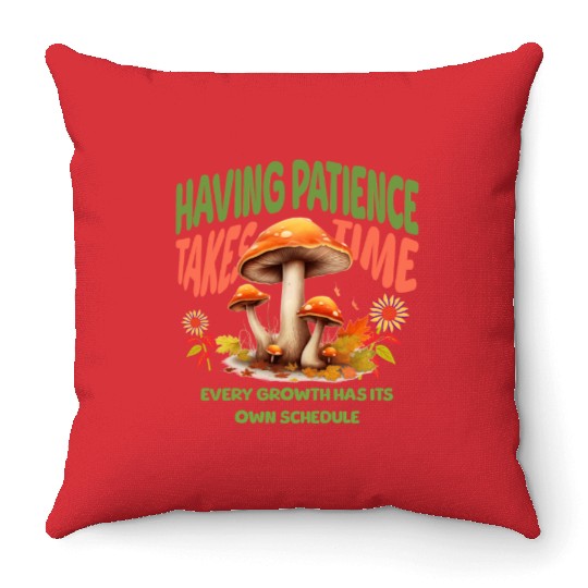 Autumn Mushrooms Growth Message Throw Pillows