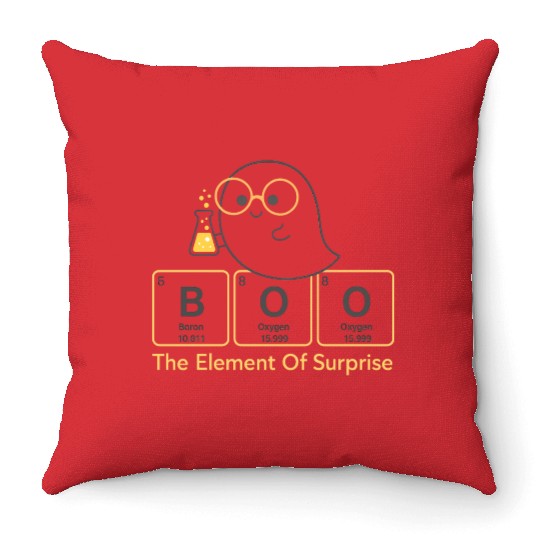 BOO - The Element of Surprise Cute Ghost Chemistr Throw Pillows