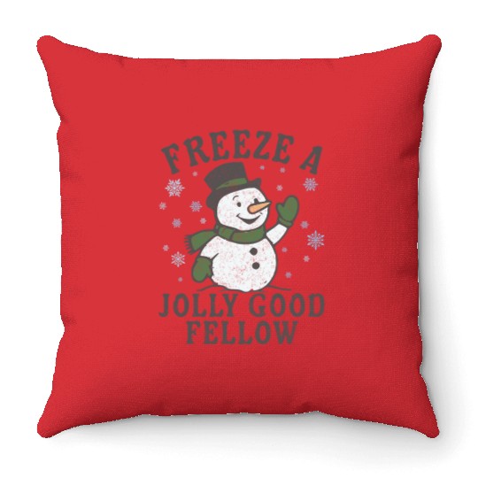 Frosty Snowman Jolly Greeting Design Throw Pillows