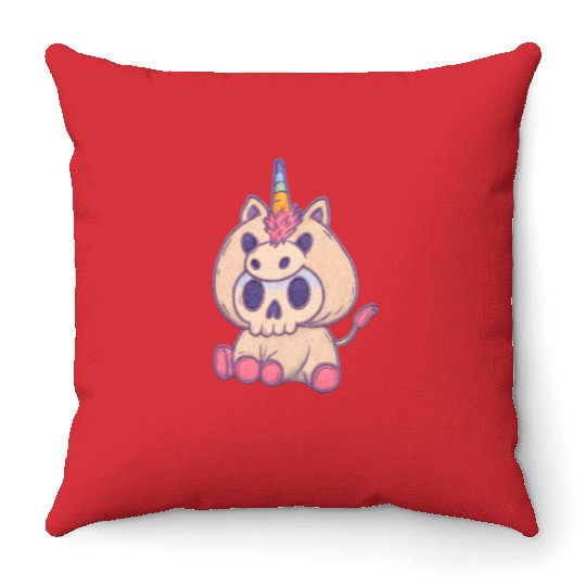Whimsical Unicorn Skull Throw Pillows Design