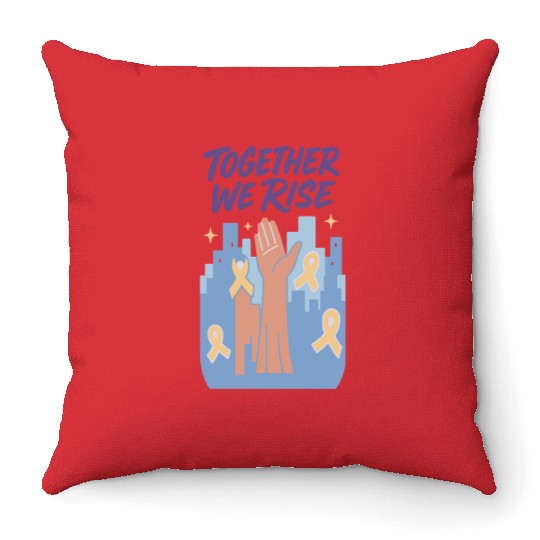 Together We Rise │ Childhood Cancer Awareness	 Throw Pillows