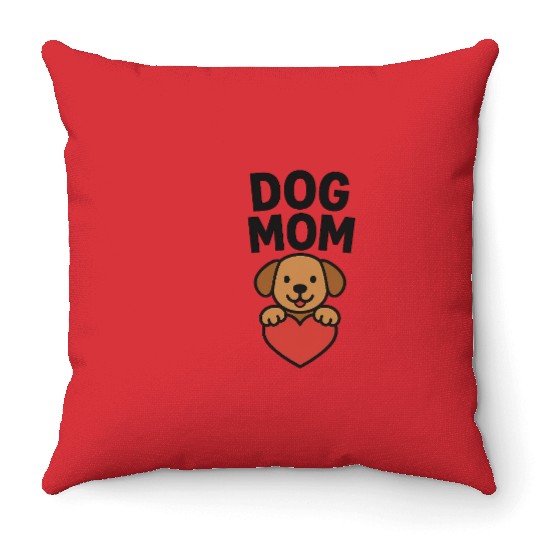 Dog Mom Heart Embrace Design Throw Pillows