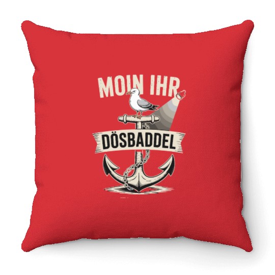 Moin Ihr Dösbaddel Seagull And Anchor Maritime Throw Pillows