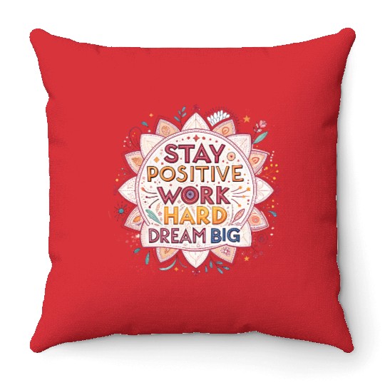 Inspirational Mandala with Motivational Quotes Throw Pillows