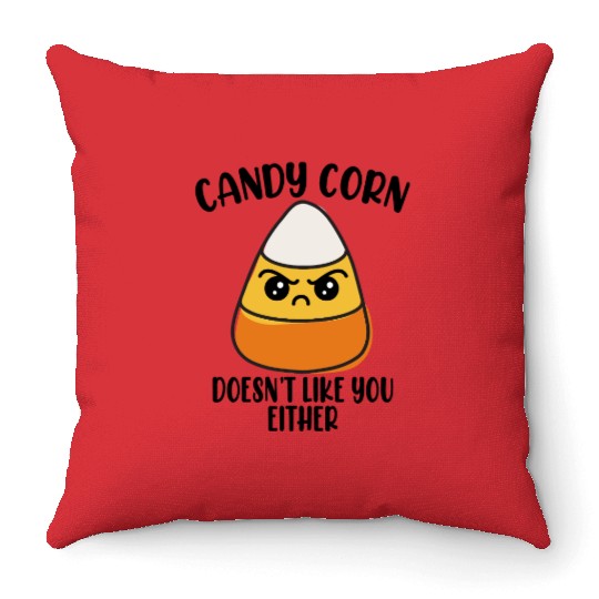 Candy Corn Funny Halloween Throw Pillows