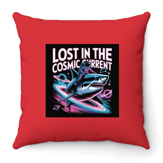 Cosmic Shark Adventure Throw Pillows