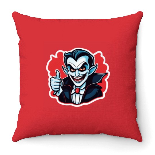 Vampire Villain Cartoon Illustration Throw Pillows