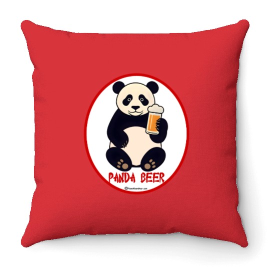 Panda Beer  Throw Pillows