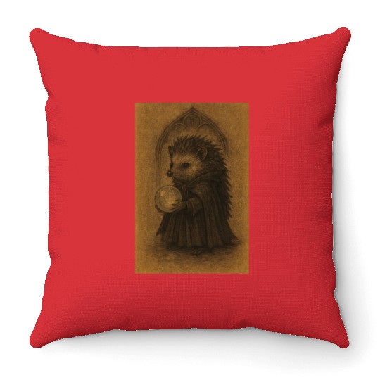 Hedgehog Wizard with Crystal Ball Throw Pillows