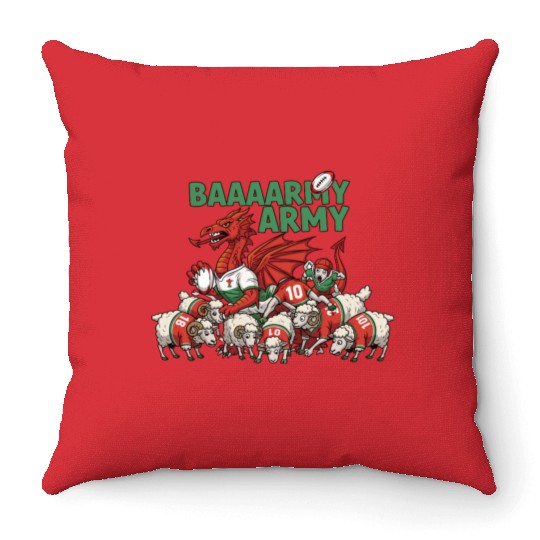 Dragon Rugby Fan Squad  Throw Pillows