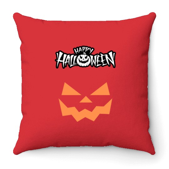Spooky Jack-O-Lantern Halloween Design Throw Pillows