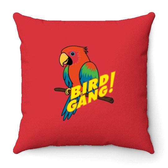 Bird Gang Parrot Cartoon Sticker | Tropical Funny  Throw Pillows