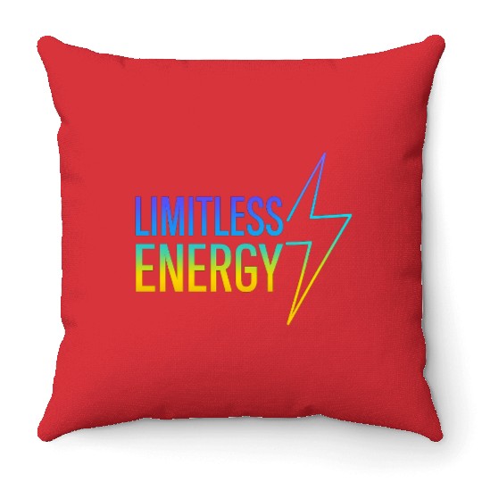 Limitless Energy Neon Typography Throw Pillows