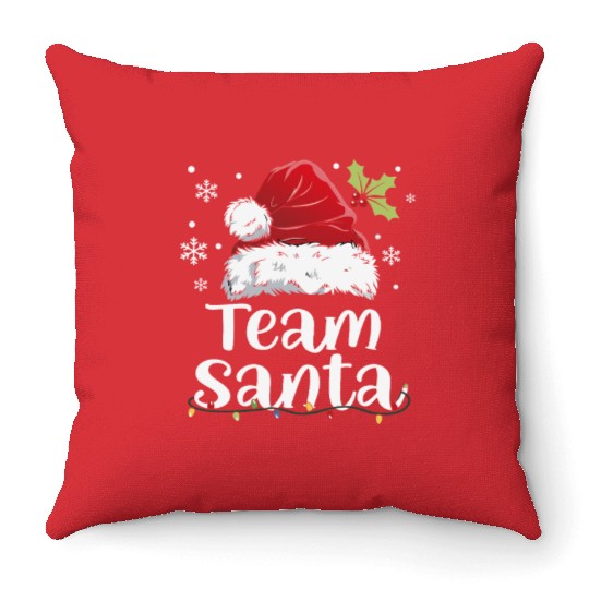 Team Santa Holiday Christmas Design Throw Pillows