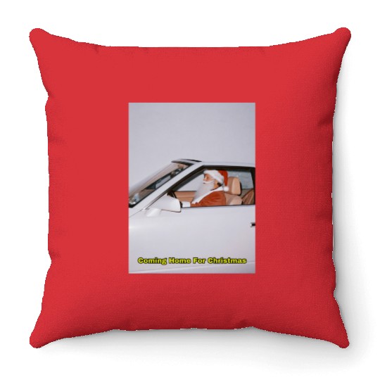 Santa's Joyful Ride Card Design Throw Pillows