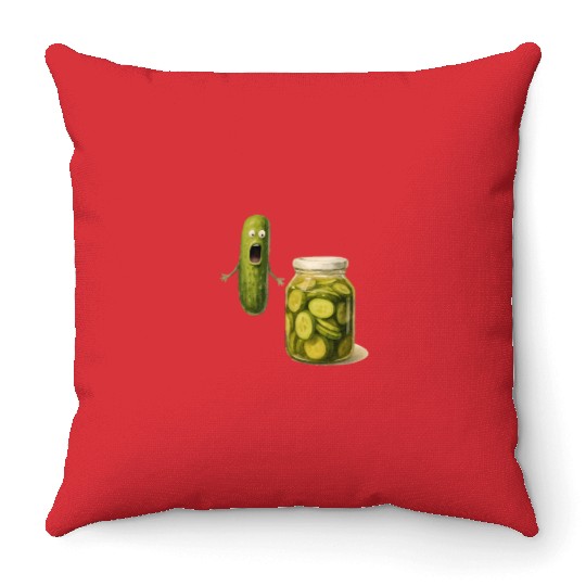 Whimsical Pickle Cucumber Character Throw Pillows