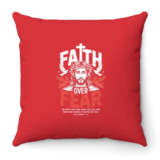 Faith Over Fear Christian Streetwear Throw Pillows