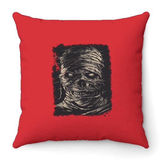 Halloween Scary Mummy  Throw Pillows