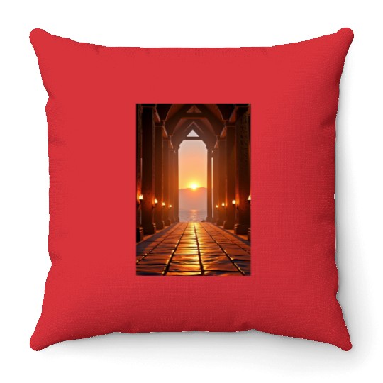 Hall of Embers Twilight over the Fjord Throw Pillows