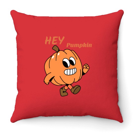 Playful Pumpkin Character Design Throw Pillows