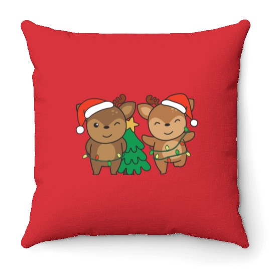 Deer Christmas Winter Animals Deer Throw Pillows