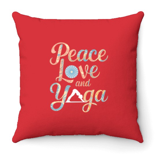 Peace Love and Yoga Motivational Design Throw Pillows