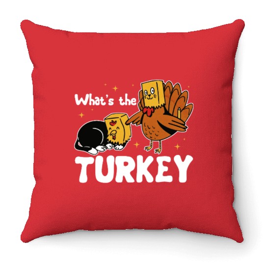Turkey Thanksgiving Throw Pillows Cat Lover Gift Cute Throw Pillows