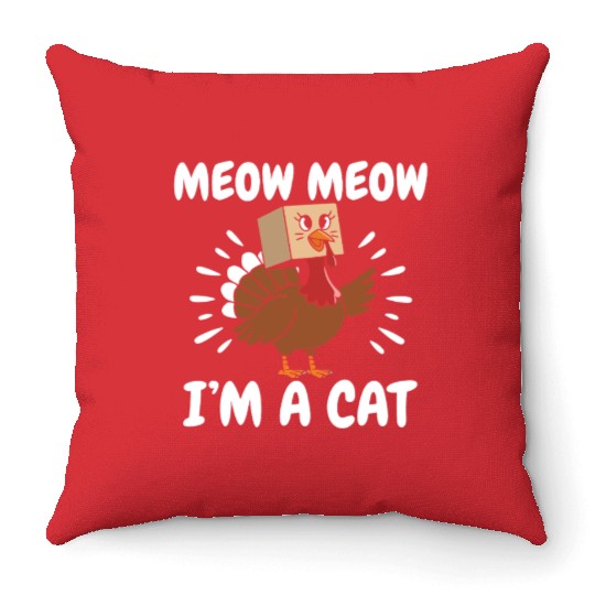Turkey Throw Pillows Funny Thanksgiving Cat Lover Gift