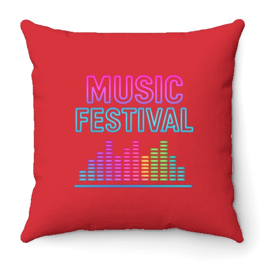 Neon Lights Music Festival Design Throw Pillows