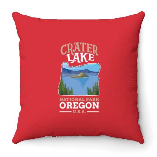 Crater Lake National Park US Oregon Throw Pillows