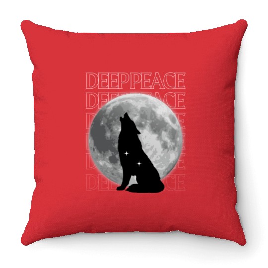 Wolf Howling at Full Moon Design Throw Pillows