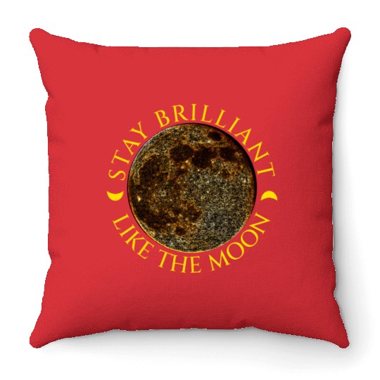 Full Moon & Golden Crescents Quote Throw Pillows