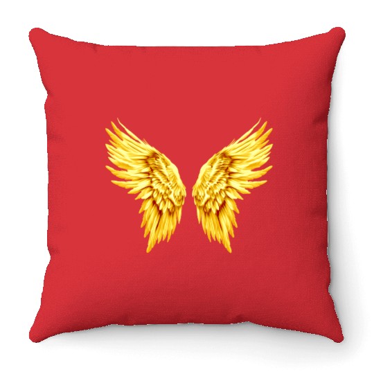 Golden Angel Wings  Throw Pillows