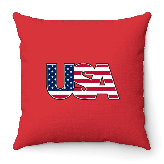 USA Flag Colors Logo Throw Pillows