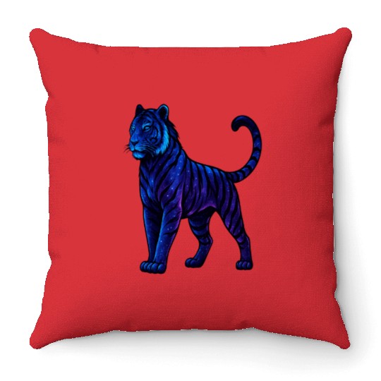 Celestial Galaxy Tiger Illustration Throw Pillows