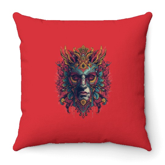 Mystical Forest Spirit Mandala Art Throw Pillows