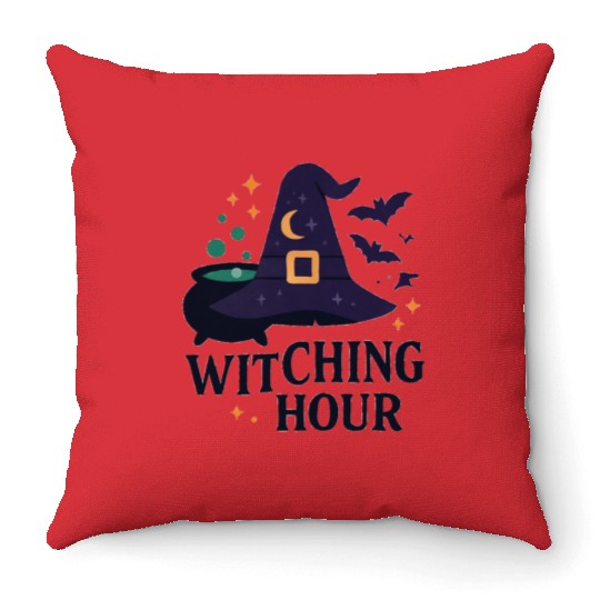 Witching Hour Night Scene Design Throw Pillows