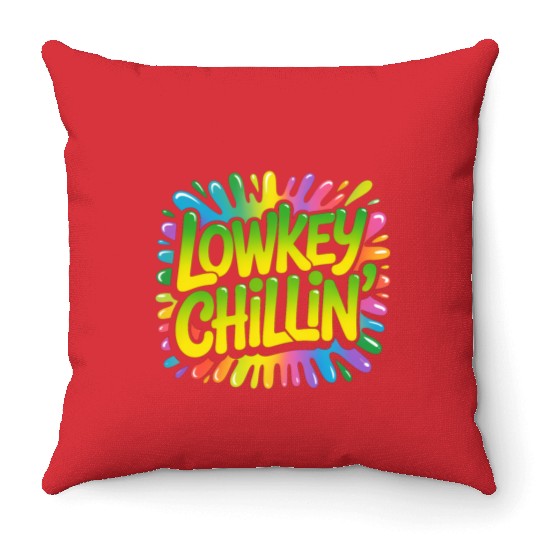 Retro Psychedelic Colorful Typography Throw Pillows