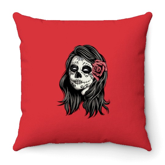 Santa Muerte Holy Woman Throw Pillows