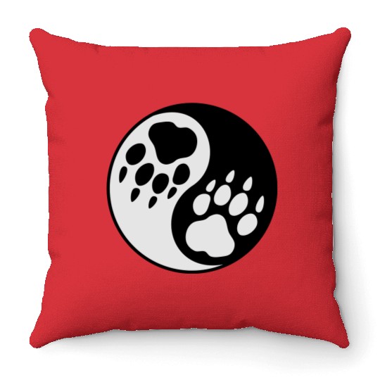 wolf paw ying yang Throw Pillows